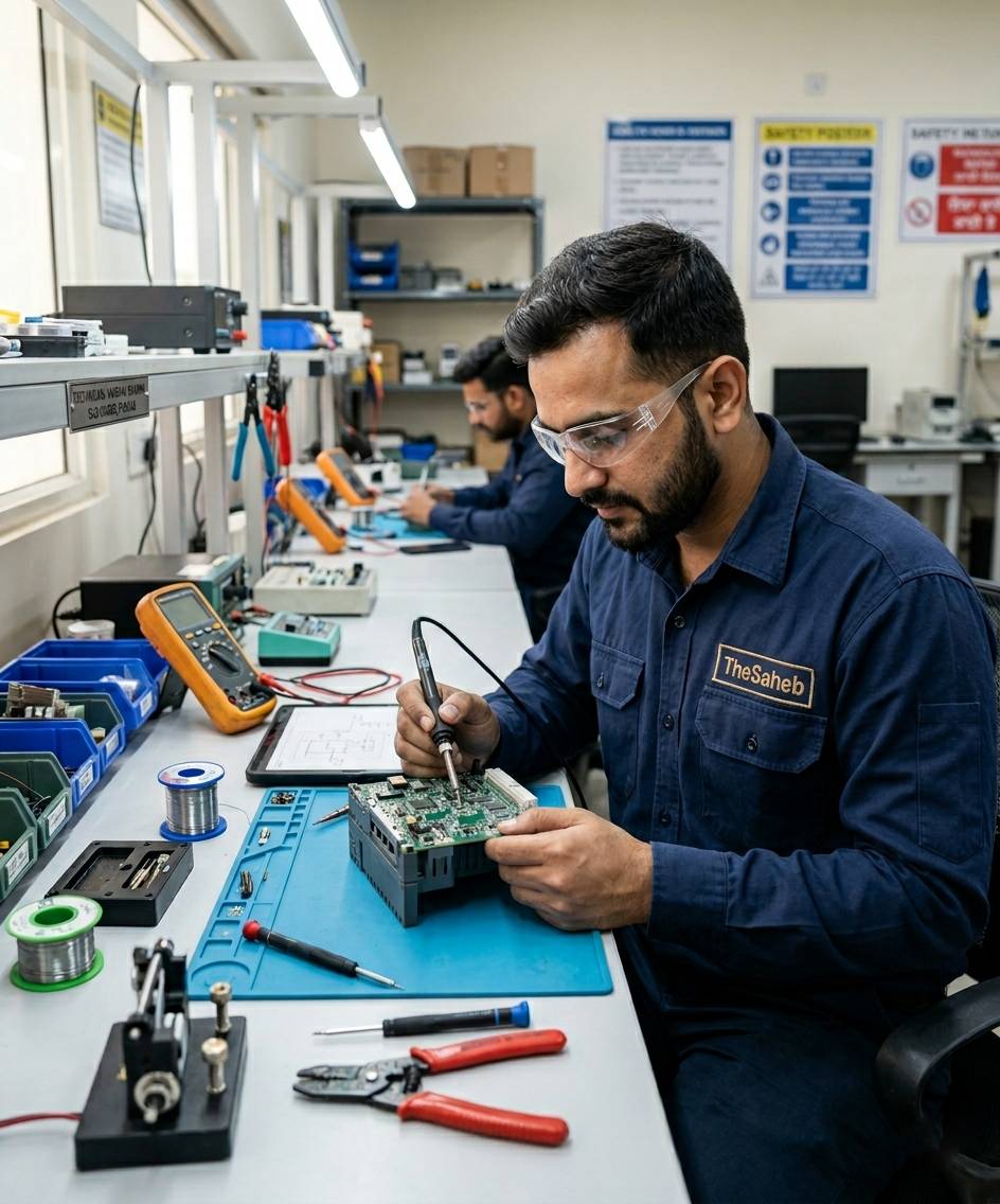 Expert AC technician at work